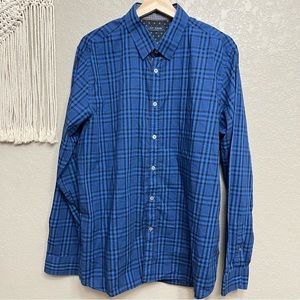 Ted Baker mens sz XXL plaid blue button shirt long sleeve